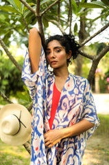 One Hundred Stars Ikat Cobalt Throwover