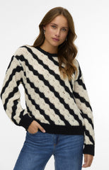 Pieces O-Neck Pullover Boo- Black/Birch