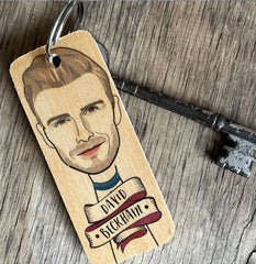 David Beckham Wooden Keyring