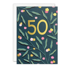 Age 50 Botanical Birthday Card by James Ellis