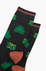 Sock Talk- Men's Bamboo Socks - Black, Frog