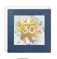 Age 30 Gold Birthday Card with Colourful Paper Confetti - Paper Shakies by James Ellis