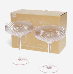 Rex London Pink Scalloped Coupe Cocktail Glasses 250ml- Set of Two