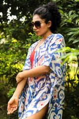 One Hundred Stars Ikat Cobalt Throwover