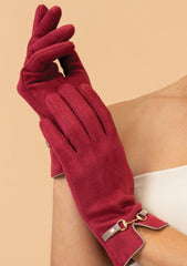 Powder Design - Faux Suede Kylie Gloves Ruby
