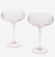 Rex London Pink Scalloped Coupe Cocktail Glasses 250ml- Set of Two