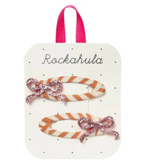 Rockahula Stripy Glitter Bow Clips