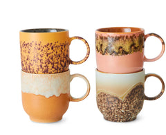 HKliving 70s Ceramics Coffee Mugs Set of 4- Cape