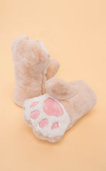 Powder Design - Kids Bear Paw Fluffy Mittens Cream