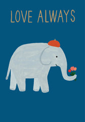 Roger La Borde Love Always Elephant Card Blue