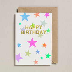 Happy Birthday Foiled Multi Star Card