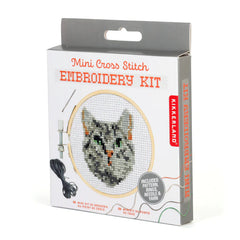 Kikkerland Mini Cross Stitch Embroidery Kit - Tabby Cat