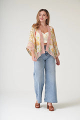 One Hundred Stars Giant Kantha Lime Kimono