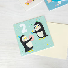 Rex London Birthday card - Penguin 'two'