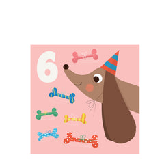 Rex London Birthday card - Dog and bones 'six'