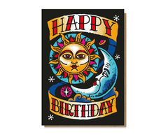 Stormy Knight Happy Birthday Sun & Moon Tattoo Card