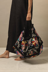 One Hundred Stars - Indian Heritage Black Velvet Slouch Bag