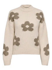 JDY Kilian Flower Pullover Knit - Ecru