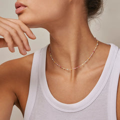 Enamel Necklace Lola Silver Rainbow