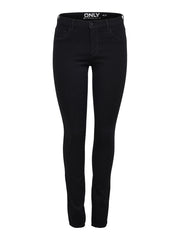 Only - Regular Waist Skinny Black Denim Jeans