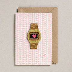 Petra Boase - Gold Retro Watch Iron On Patch Card