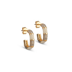 Enamel Copenhagen Oline Hoops - Beige and Clear CZ