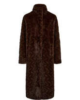 Numph Zitta Faux Fur Coat - Black Coffee