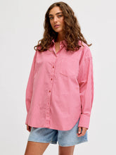 JJXX Jamie Relaxed Long Sleeve Poplin Shirt - Cerise Stripe