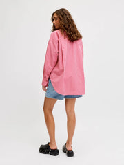 JJXX Jamie Relaxed Long Sleeve Poplin Shirt - Cerise Stripe