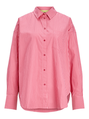 JJXX Jamie Relaxed Long Sleeve Poplin Shirt - Cerise Stripe