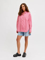 JJXX Jamie Relaxed Long Sleeve Poplin Shirt - Cerise Stripe
