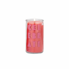 Candle with text on a white background