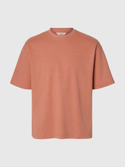 Selected Homme Organic Loose Oscar T-Shirt In Rose Dawn