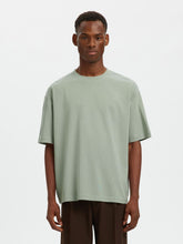 Selected Homme Organic Loose Oscar T-Shirt in Aqua Gray