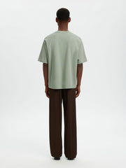 Selected Homme Organic Loose Oscar T-Shirt in Aqua Gray