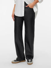 Vero Moda Tessa High Waist Wide Leg Faux Leather Trouser - Black