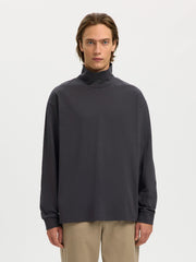 Selected Homme Relax Roll Neck Tee - Asphalt