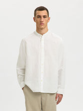 Selected Homme Bright White Linen Blend Long Sleeve Shirt