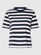 Selected Femme Essential Striped Boxy Tee - Dark Sapphire/Bright White
