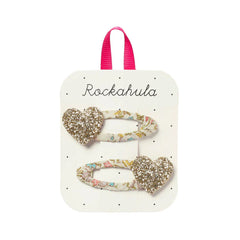 Rockahula Petal Glitter Heart Hair Clips