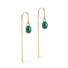 Enamel Copenhagen Drop Earrings Eleanor - Petrol Green and Gold