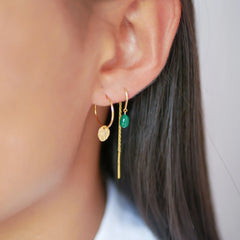 Enamel Copenhagen Drop Earrings Eleanor - Petrol Green and Gold