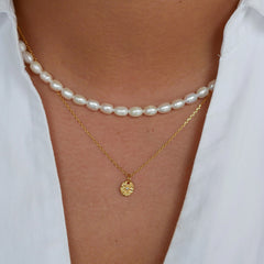 Enamel Copenhagen Necklace Mini Esma - Light Blue and Gold