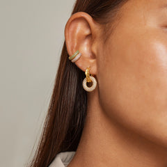 Enamel Copenhagen Hoop Earrings Celin - Clear CZ and Gold