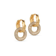 Enamel Copenhagen Hoop Earrings Celin - Clear CZ and Gold