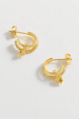 Estella Bartlett - Duo Pave Star Hoops Gold Plated