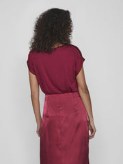 Vila Viellette Satin Top - Beet Red