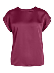 Vila Viellette Satin Top - Beet Red