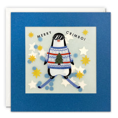 James Ellis Skiing Penguin Christmas Card