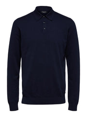 Selected Homme Berg Knit Polo - Navy Blazer/Melange